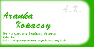 aranka kopacsy business card