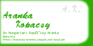 aranka kopacsy business card